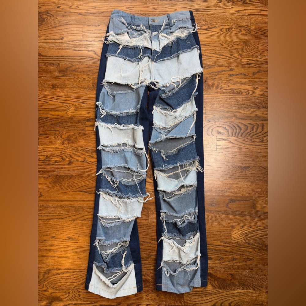 Rehab Lab Women’s Blue Denim Frayed Jeans 33 In Inseam 27 In Waist Sz Small